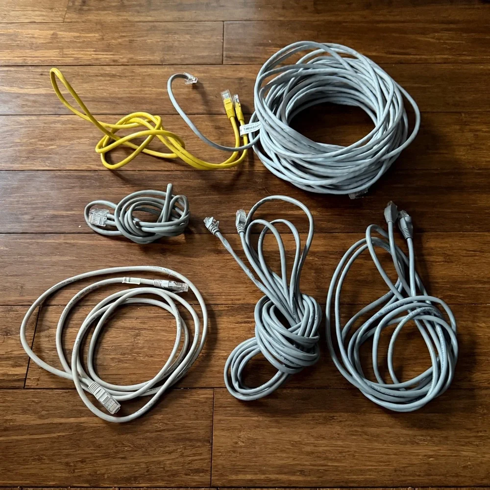 6 Assorted CAT5e Ethernet Cables - 5ft, 6ft, 10ft, 15ft, 50ft